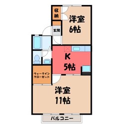 宇都宮大学陽東キャンパス駅 徒歩21分 2階の物件間取画像